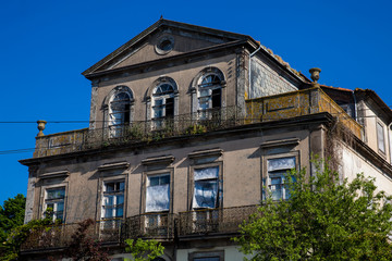 Abandoned antique house at the old city of Porto in Portugal