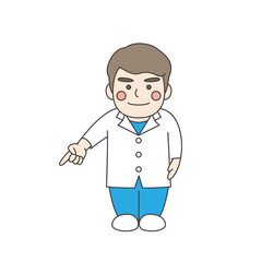 白衣男性キャラクター指さし