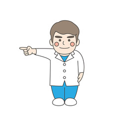 白衣男性キャラクター指さし