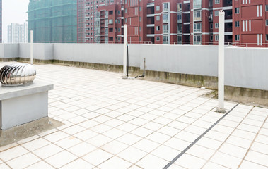 Empty modern terrace area and city view.