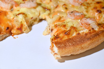 italian pizza cheese with pineapple and shrimp topping sea food