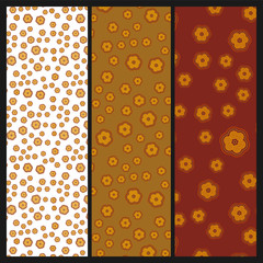 Random ornamental seamless pattern set with abstract flowers