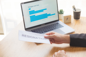 Fototapeta premium Employees with resignation letter or resignation handover for human resource managers.