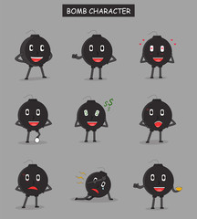 cute mascot bomb character set bundle