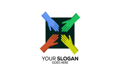 four hand logo design