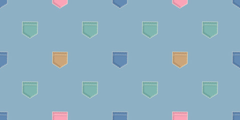 Vector pattern with multi-colored pockets. Seamless texture for baby clothes, bed linen, wrapping paper