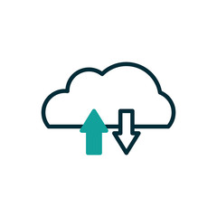Isolated cloud computing with arrows vector design