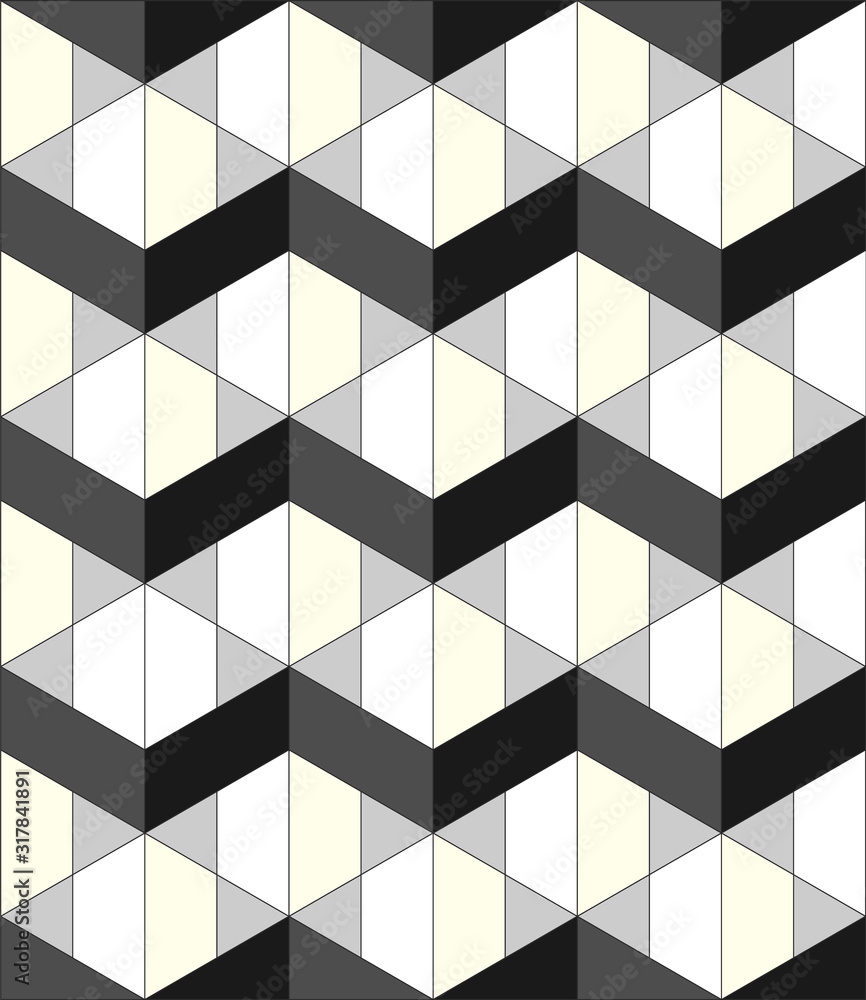 Poster abstract black and white grey geometric background with outline. seamless geometric pattern design.