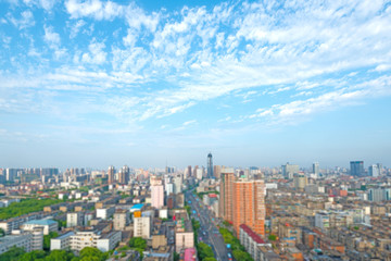 Obraz na płótnie Canvas Aerial views of the city with tilt-shift effect