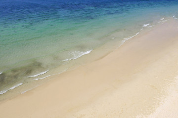 Fototapeta na wymiar High angle view of the beach and the beautiful sea in summer