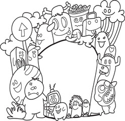 monsters, themes Standing in front of the board  background, illustration