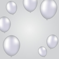 Background with grey, white helium balloons, vector illustration.