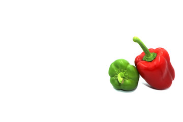 Sweet peppers, colorful vegetables placed on a white background