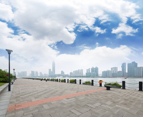 modern city,shanghai skyline in daytime