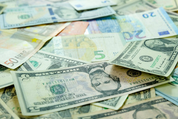 Fototapeta na wymiar Background of us dollar and euro Financial exchange concept