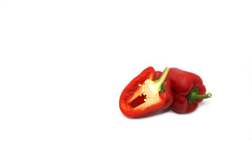 Sweet peppers, colorful vegetables placed on a white background