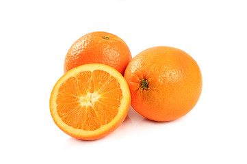 Fresh oranges isolated on white background