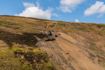 Walking at the Gunnerside Gill towards the Bunton Mine, North Yorkshire, England, UK