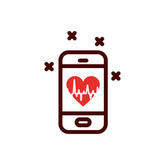 Isolated heart pulse inside smartphone vector design