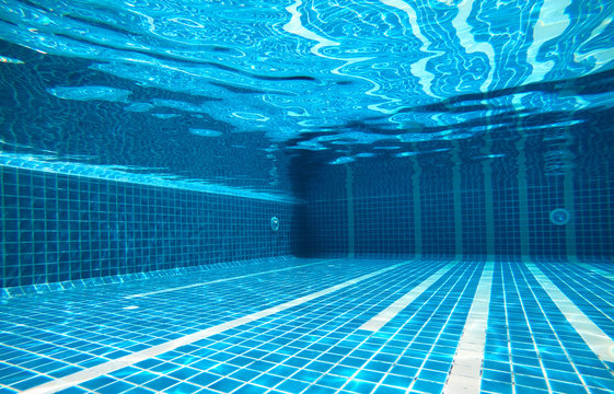 The underwater image of the swimming pool at the resort