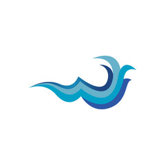 Custom Creative Blue Ocean Water Waves logo Design Vector