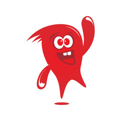 red cartoon funny rising hand mascot design vector illustration