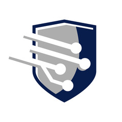 cyber security logo design vector. dot circle digital connection shield template.