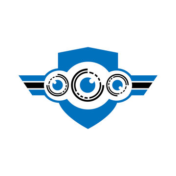 Flying Eyes Drone Logo. Aerial Camera Icon Graphic Design Logo Illustration