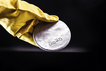 A highly enriched uranium billet. Original and without rotation. The enriched uranium is the one...