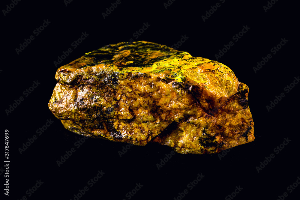 Canvas Prints uranium mineral isolated on black background. highly radioactive and dangerous ore. - Canvas Prints