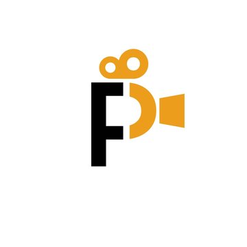 the initials FP logo with a video camera icon vector