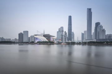 Fototapeta na wymiar China Guangzhou Pearl River, riverside skyscraper.