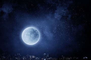 Obraz na płótnie Canvas Full moon background . Mixed media