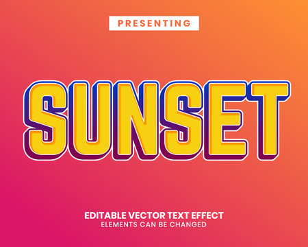 Sunset style modern editable text effect with vibrant color