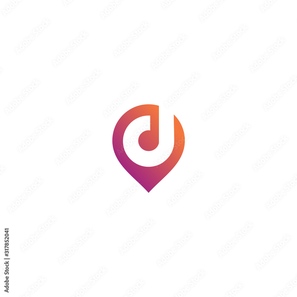 Poster vector logo pin shape with the initials 