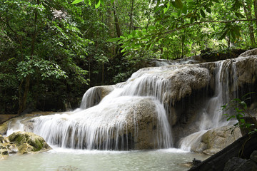 softness of waterfall in forest