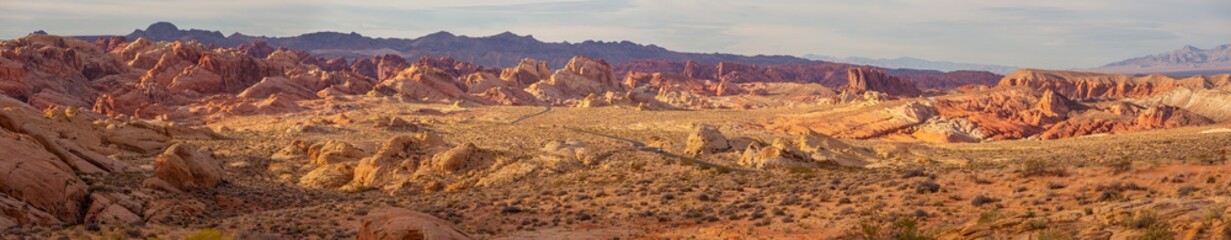 Fototapeta na wymiar Panorama of Valley of Fire State Park Nevada