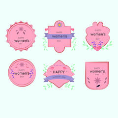 woman's day pink badges collection. flat design illustration