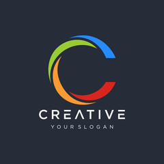 Fototapeta premium initial letter C with swoosh element . Creative Cut Design Vector Illustration. The logo can be used for business consulting and financial companies. -vector