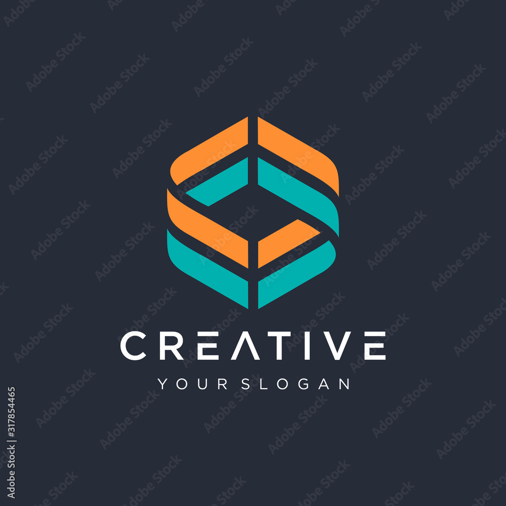 Poster simple hexagonal logo design illustration. company vector logo design element. abstract hexagon shap