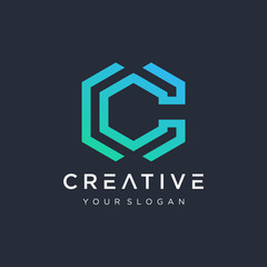 Initial C CC modern monogram and elegant logo design. logo the letter C in the form of abstract line art. overlapping lines symbol - VECTOR