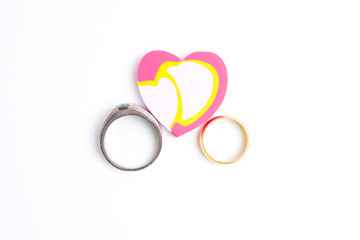 Love and wedding ring for Valentine's concept