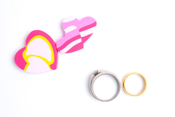 wedding rings on white background