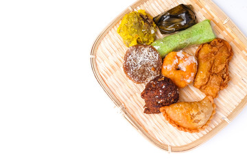 A flatlay picture of famous Nusantara dessert or bitesized snack called 