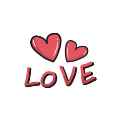 Happy Valentines Day poster, isolated on white background. Vector Illustration