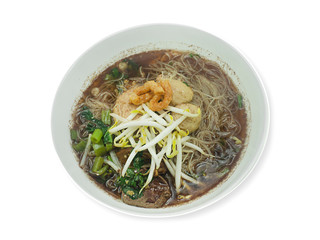 Noodle Rice Vermicelli Thicken Soup on a white background,with clipping path