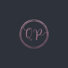 Letter Q P logo template. Creative fashion logo design, couple letter , beauty icon. Initial handwriting or handwritten logo for identity. Logo with hand drawn style. wedding concept -vector