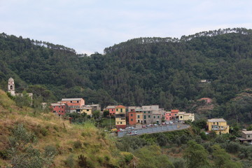 Fototapeta na wymiar village in the mountains of cinque terre in Italy
