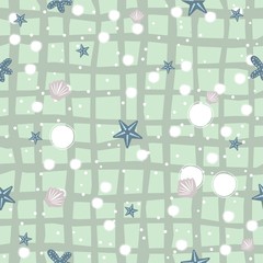 Seamless pattern with seashell. Repeating background.