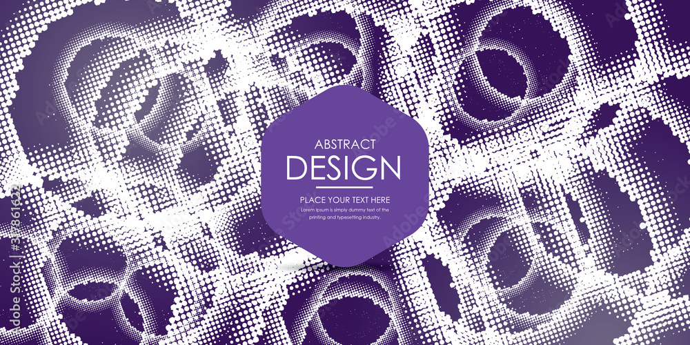 Aufkleber Abstract vector circle frame halftone dots background